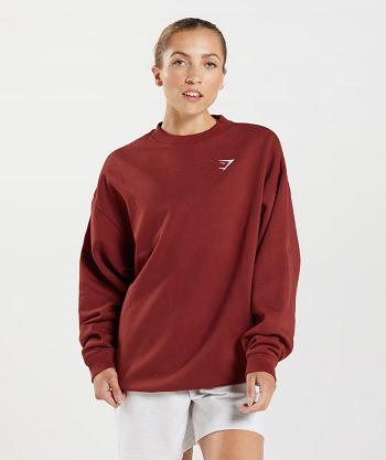 Accessories Damskie Gymshark Treningowe Oversized Sweatshirt Czerwone | PL 2537RVD